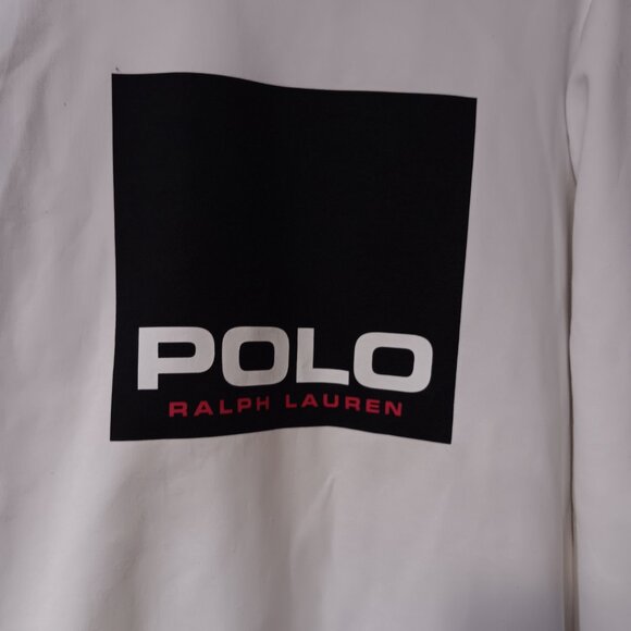 Polo Ralph Lauren Sweatshirt Mens Medium White Box Contrast Graphic - Picture 4 of 5